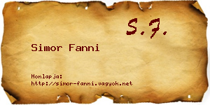 Simor Fanni névjegykártya